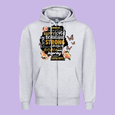 Black Woman Silhouette Zipper Hoodie Designed By Artiststas