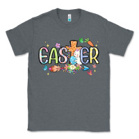 Charcoal Heather easter cross with bunny Classic Tee - MaliasSmallBusiness