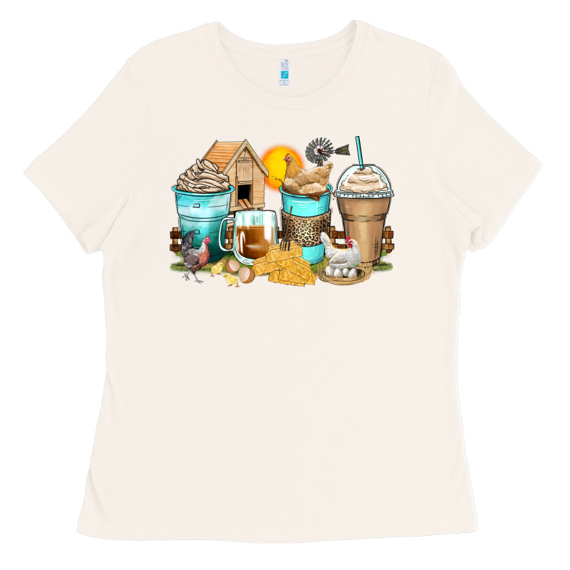 Chicken Coffee Cups Ladies Tee by Zillion Design Studio | Teevron