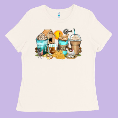Chicken Coffee Cups Ladies Tee Designed By Zillion Design Studio