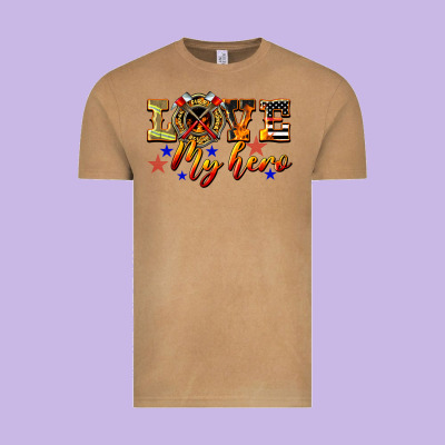 Love My Hero Firefighter Vintage Tee Designed By Lillyallendesigns