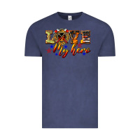 Vintage Denim Love My Hero Firefighter Vintage Tee - LillyAllenDesigns