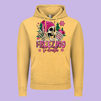 Freezing To Death Winter Skull Vintage Hoodie Designed By Jasminsmagicworld
