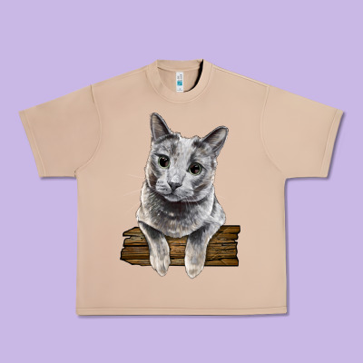 Russian Blue Cat Face Urban Heavy Tee Designed By Lillyallendesigns