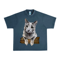 Midnight Navy Russian Blue Cat Face Urban Heavy Tee - LillyAllenDesigns
