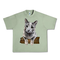 Oil Green Russian Blue Cat Face Urban Heavy Tee - LillyAllenDesigns