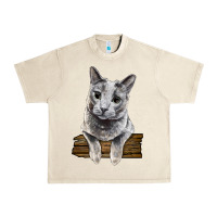 Sandshell Russian Blue Cat Face Urban Heavy Tee - LillyAllenDesigns