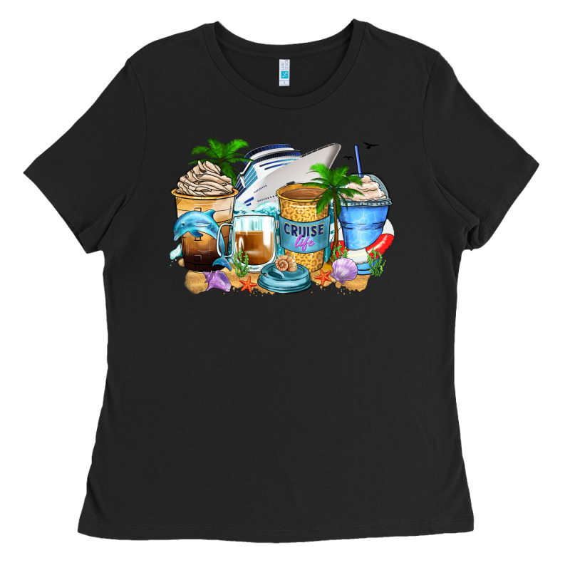 Cruise Life Coffee Cups Ladies Tee by Zillion Design Studio | Teevron