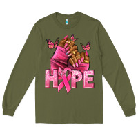 Army Green Hope Breast Cancer nails Long Sleeve Tee - NancyCooperArtShop