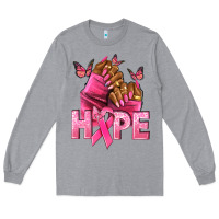 Heather Grey Hope Breast Cancer nails Long Sleeve Tee - NancyCooperArtShop