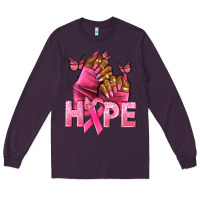 Plum Hope Breast Cancer nails Long Sleeve Tee - NancyCooperArtShop