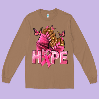 Hope Breast Cancer Nails Long Sleeve Tee Designed By Nancycooperartshop