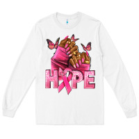White Hope Breast Cancer nails Long Sleeve Tee - NancyCooperArtShop