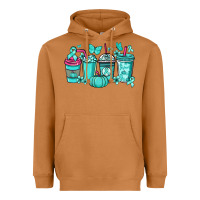 Meerkat Ovarian Cancer coffee cups teal ribbon Heavyweight Hoodie - NancyCooperArtShop