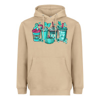Mushroom Ovarian Cancer coffee cups teal ribbon Heavyweight Hoodie - NancyCooperArtShop