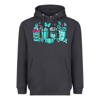 Ovarian Cancer Coffee Cups Teal Ribbon Heavyweight Hoodie | Teevron