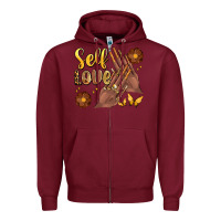Burgundy black woman self love nails Zipper Hoodie - Artiststas