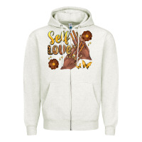 Oatmeal Heather black woman self love nails Zipper Hoodie - Artiststas