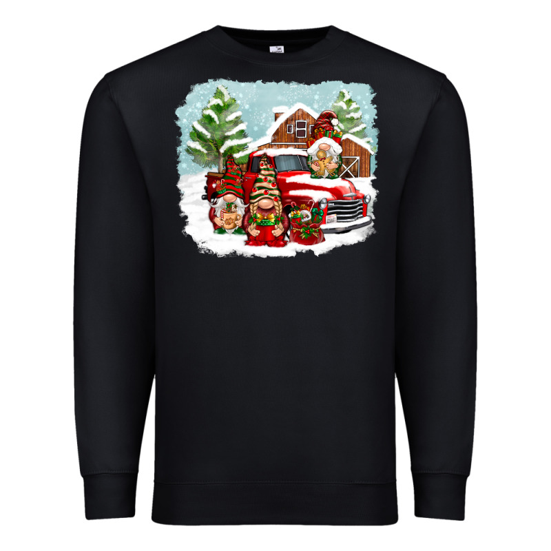 Christmas Gnomes With Red Truck Premium Sweatshirt by NancyCooperArtShop | Teevron