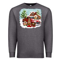 Charcoal Heather Christmas gnomes with red truck Premium Sweatshirt - NancyCooperArtShop
