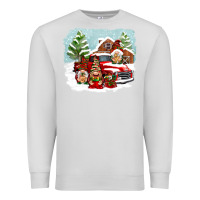 Dove Grey Christmas gnomes with red truck Premium Sweatshirt - NancyCooperArtShop