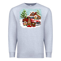 Heather Grey Christmas gnomes with red truck Premium Sweatshirt - NancyCooperArtShop