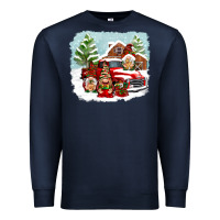 Navy Christmas gnomes with red truck Premium Sweatshirt - NancyCooperArtShop