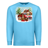 Ocean Blue Christmas gnomes with red truck Premium Sweatshirt - NancyCooperArtShop