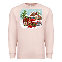 Pale Pink Christmas gnomes with red truck Premium Sweatshirt - NancyCooperArtShop