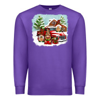 Purple Christmas gnomes with red truck Premium Sweatshirt - NancyCooperArtShop