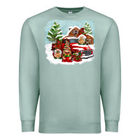 Seafoam Christmas gnomes with red truck Premium Sweatshirt - NancyCooperArtShop