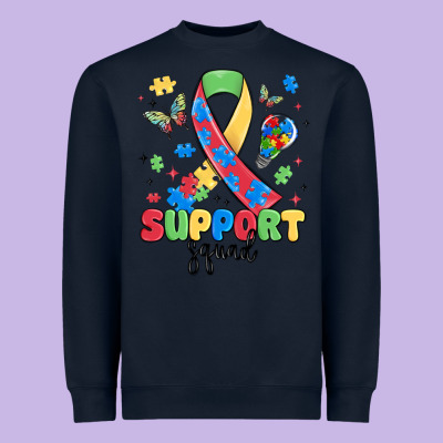 Support Squad Autism Heavyweight Sweatshirt Designed By Maliassmallbusiness