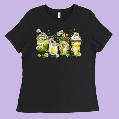 Daisy Coffee Cups Ladies Tee Designed By Zillion Design Studio