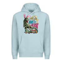 Blue Mist Happy Easter Day T-Rex Premium Hoodie - HowdyJamesFarm