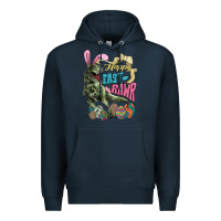 Navy Happy Easter Day T-Rex Premium Hoodie - HowdyJamesFarm
