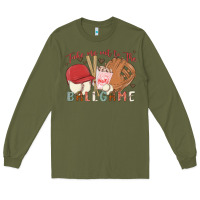 Army Green take me out to the ballgame Long Sleeve Tee - MaliasSmallBusiness