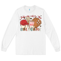 White take me out to the ballgame Long Sleeve Tee - MaliasSmallBusiness
