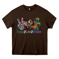 Chocolate Brown peace love autism Heavy Core Tee - SublimationCraftShop