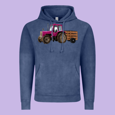 Pink Farm Tractor Vintage Hoodie Designed By Ranaportraitstore