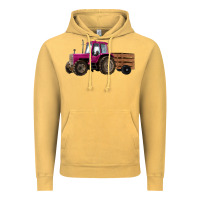 Vintage Mustard Pink Farm Tractor Vintage Hoodie - RanaPortraitStore