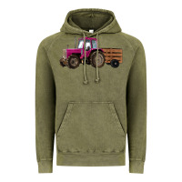Vintage Olive Pink Farm Tractor Vintage Hoodie - RanaPortraitStore
