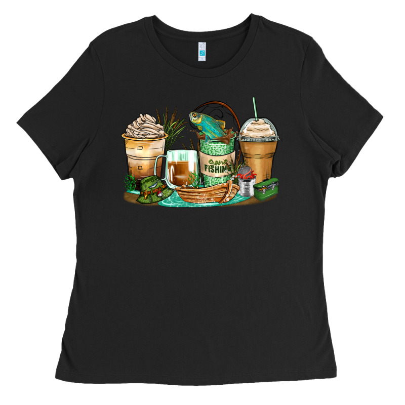 Fishing Coffee Cups Ladies Tee by Zillion Design Studio | Teevron