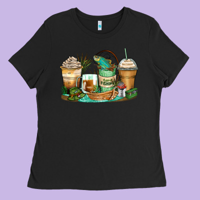 Fishing Coffee Cups Ladies Tee Designed By Zillion Design Studio