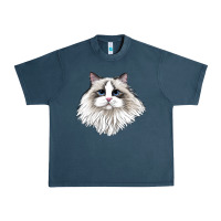 Midnight Navy Ragdoll Face Cat Urban Heavy Tee - LillyAllenDesigns