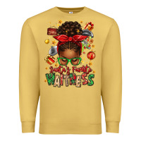 Antique Gold santa's favorite waitress messy bun Premium Sweatshirt - texasbilliewilder