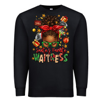 Black santa's favorite waitress messy bun Premium Sweatshirt - texasbilliewilder