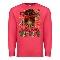 Cardinal santa's favorite waitress messy bun Premium Sweatshirt - texasbilliewilder