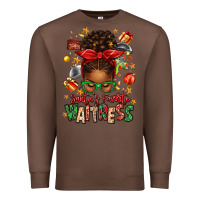 Chestnut santa's favorite waitress messy bun Premium Sweatshirt - texasbilliewilder