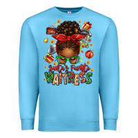 Ocean Blue santa's favorite waitress messy bun Premium Sweatshirt - texasbilliewilder