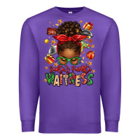 Purple santa's favorite waitress messy bun Premium Sweatshirt - texasbilliewilder
